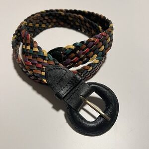 Vintage Capezio Braided Leather Belt Women's XL Multicolor Boho Hippie Festival